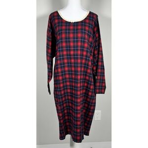 Vintage Alps Fine Womens Apparel Plaid Flannel Nightshirt Cotton Cabincore Sz M